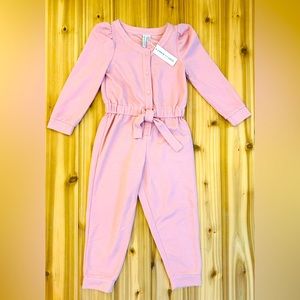 NEW Janie and Jack Puff Sleeve Jumpsuit in Pink Size 6 NWT
